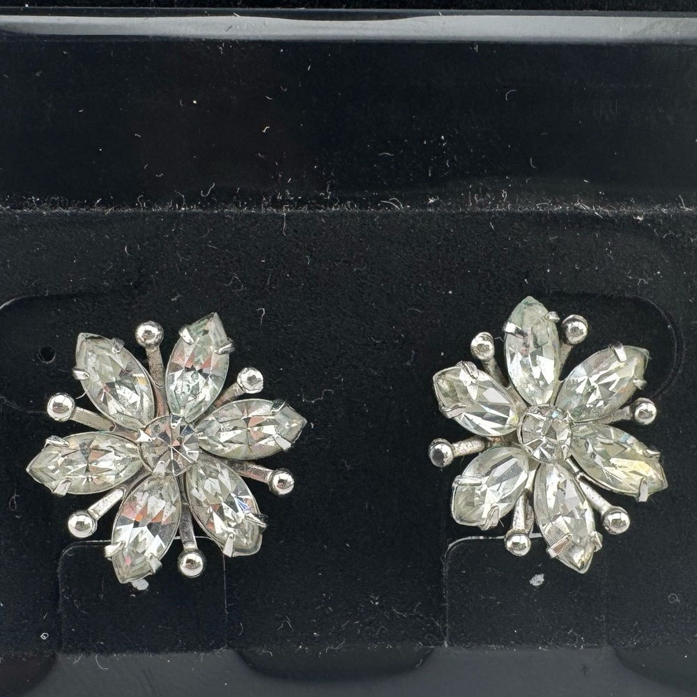 Amco Rhinestone Elegant Sterling Floral‎ Earrings